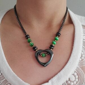 Green Heart Pendant Necklace